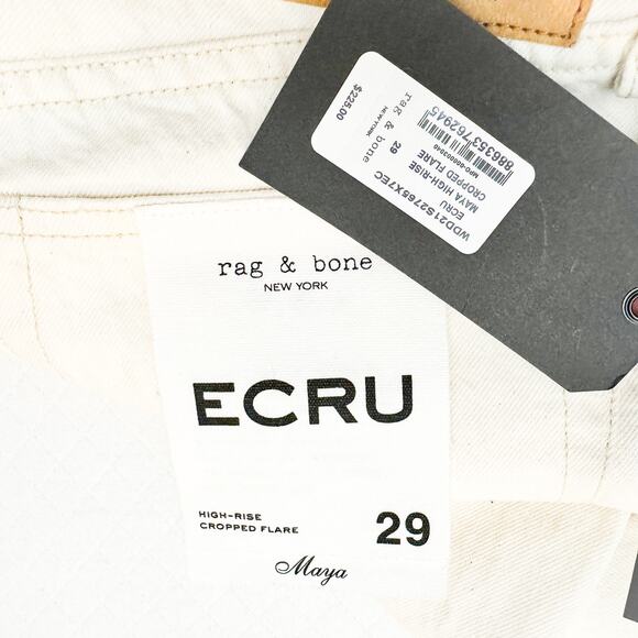 Rag & Bone Maya High-Rise Cropped Flare Ecru Denim Jeans Size 29 $225 NWT - Picture 8 of 9